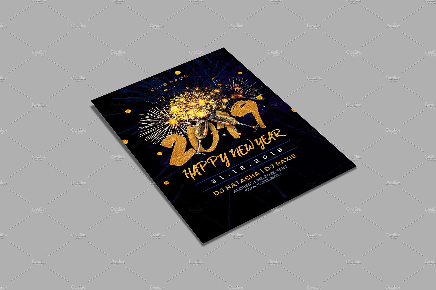 2019新年派对海报模板下载 New Year Party Flyer [psd]插图(3)