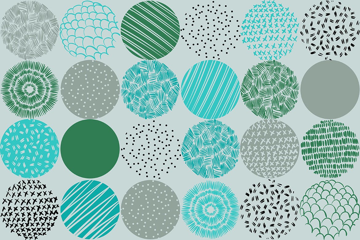 孟菲斯风格圆形装饰元素无缝图案纹理素材 Round Decor Memphis Elements Seamless Patterns插图(3)