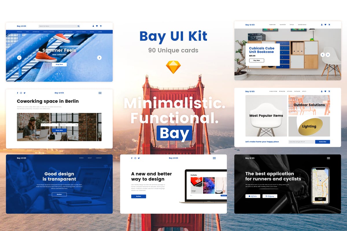 创意产品服务网站设计UI套件[Sketch] Bay UI Kit插图