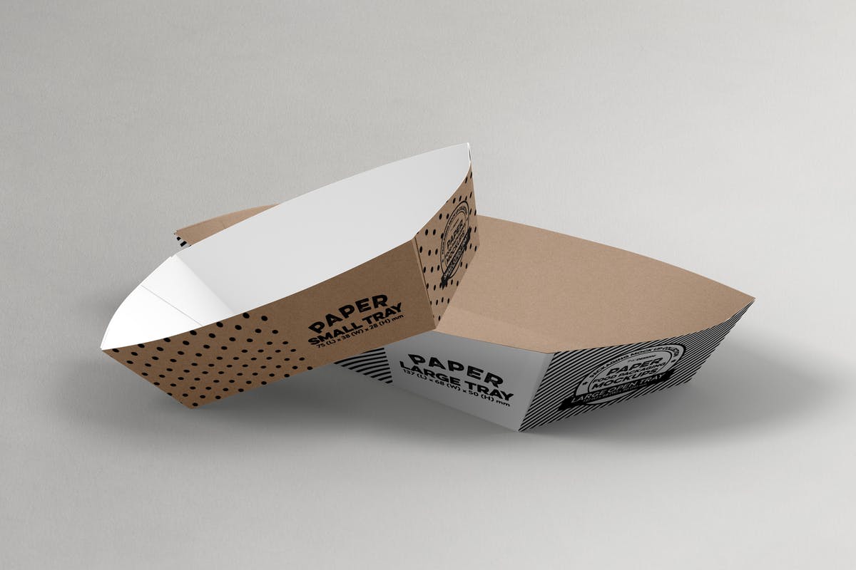纸质外卖托盘包装样机 Paper Takeout Trays Packaging Mockup插图