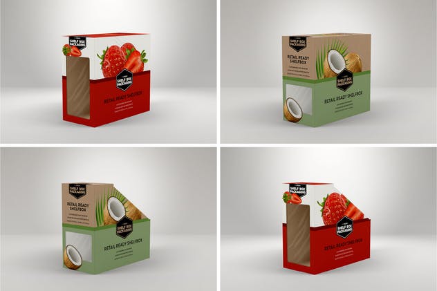 13包装零售货架零食包装盒设计样机模板 Retail Shelfbox 13 Packaging Mockup插图(2)