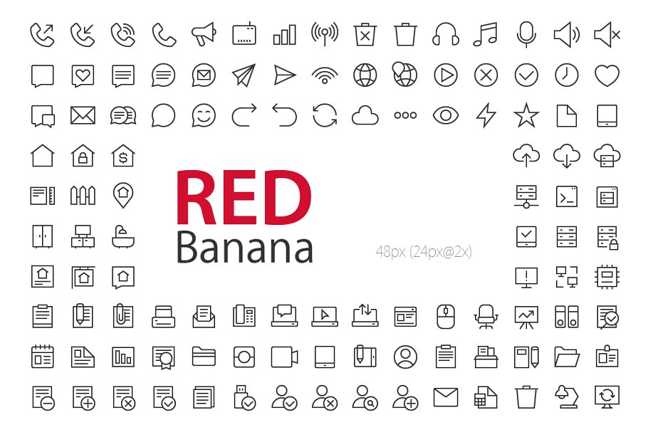 3800+多用途简约风线条图标 3800+ RED Banana Icons插图