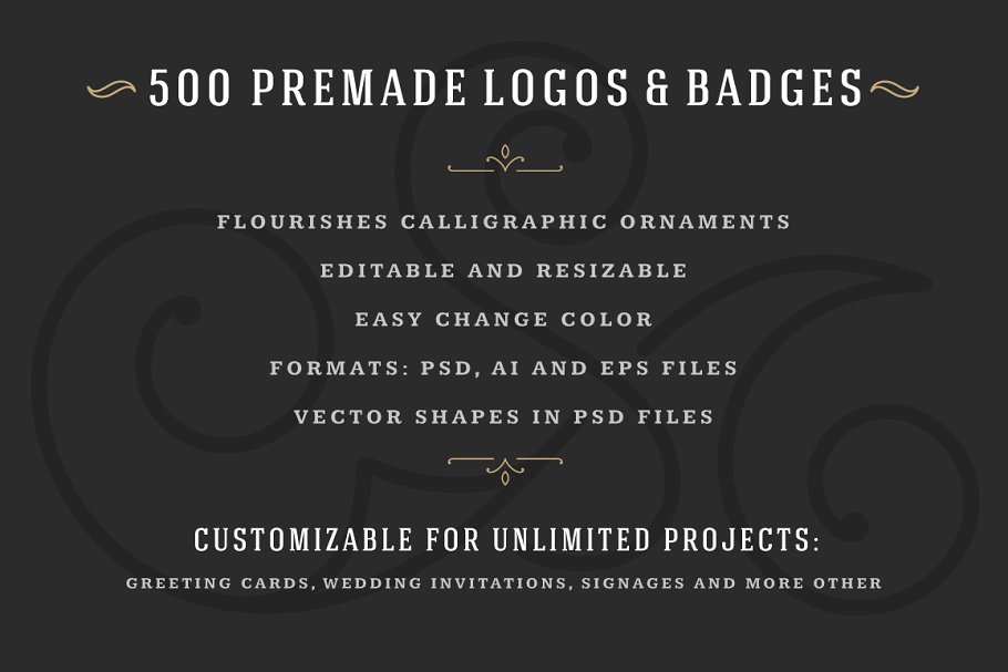 500个复古装饰风格Logo和徽章模板 500 ornaments logos & monograms插图(1)