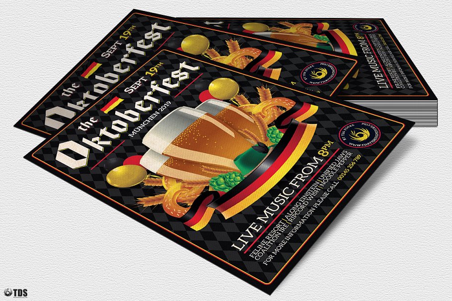 德国慕尼黑啤酒节宣传传单PSD模板V12 Oktoberfest Flyer PSD V12插图(3)