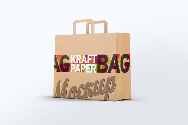 牛皮纸购物袋样机模板 Kraft Paper Bag Mock-Up插图(2)
