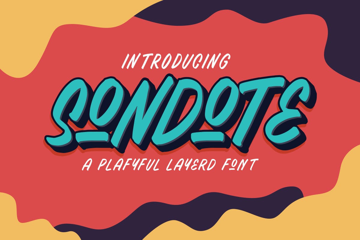 手工制作英文绘画设计字体 Sondote Playful Extrude font插图