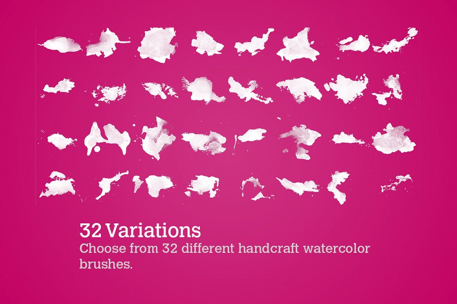 32款水彩飞溅图形PS笔刷 32 Watercolor Splatters插图(1)