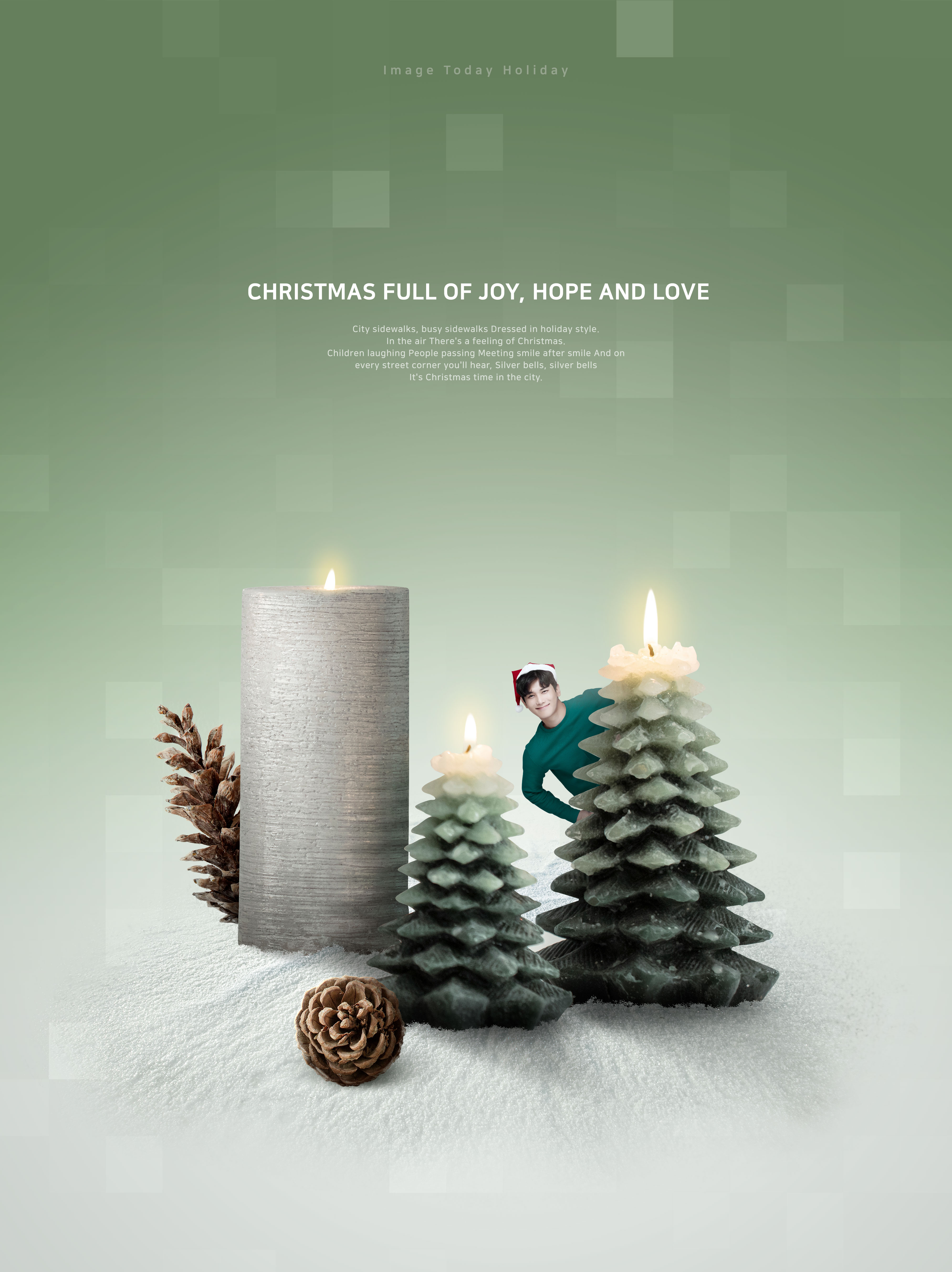 创意圣诞蜡烛树圣诞节主题海报模板psd素材插图