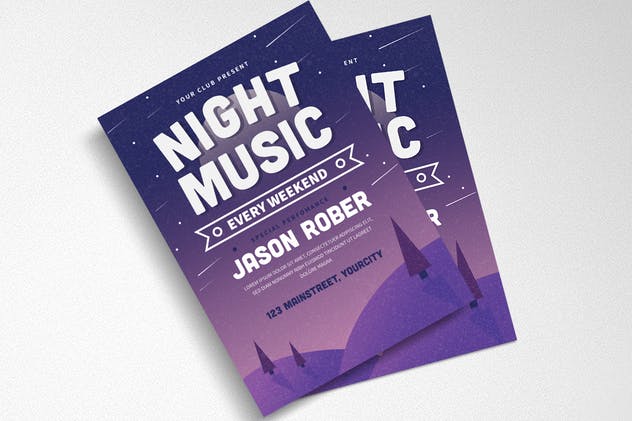 午夜音乐DJ派对传单设计模板 Night Music Flyer插图(2)