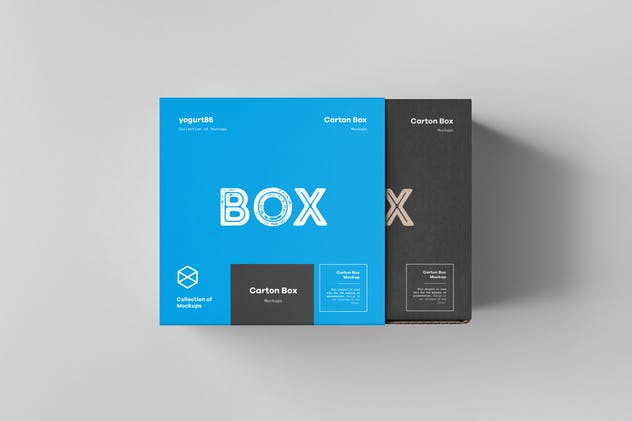 3D正方形纸箱包装样机 Carton Box Mockup 100x100x100 & Wrapper插图(7)