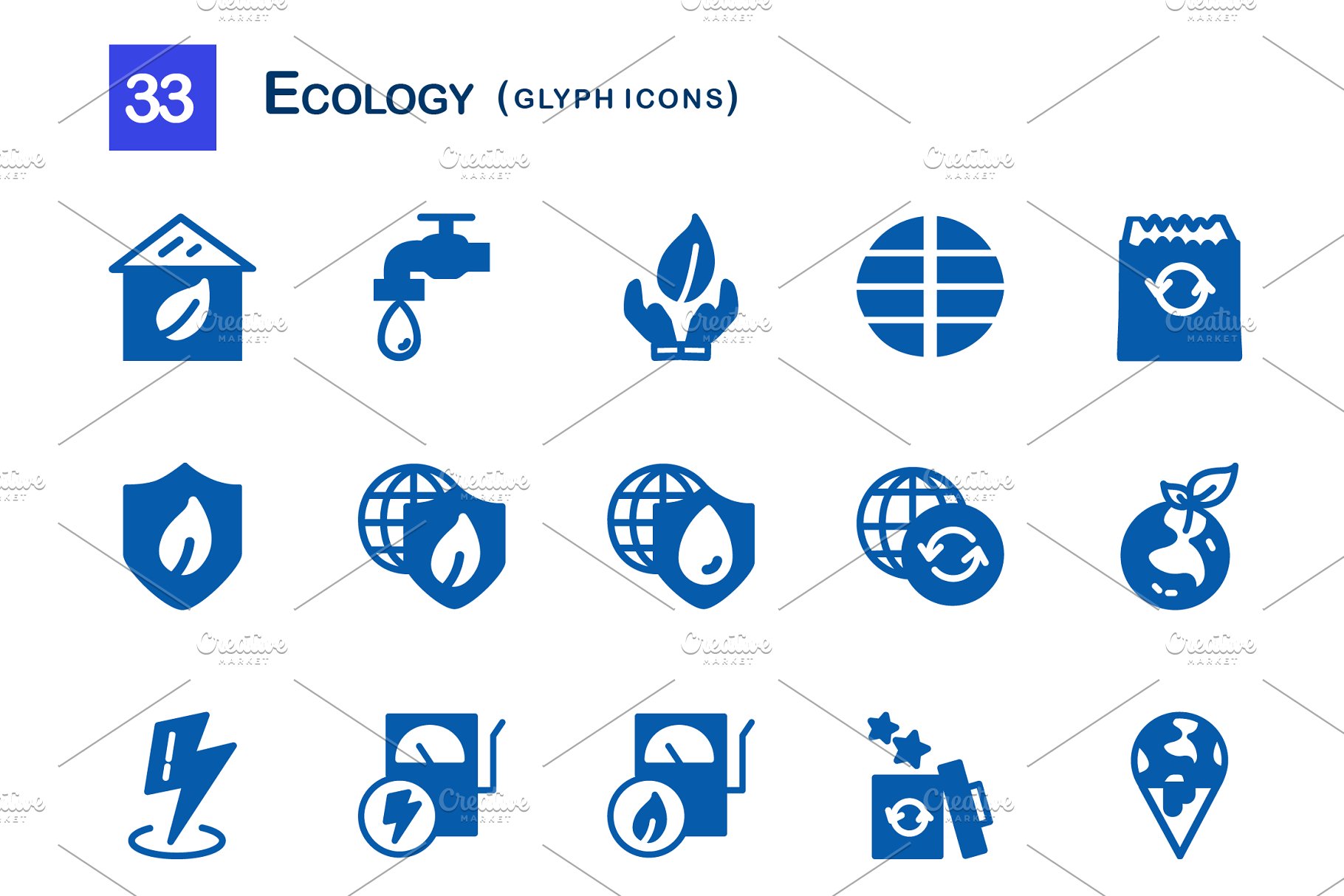 33个生态字体图标集  33 Ecology Glyph Icons插图(1)