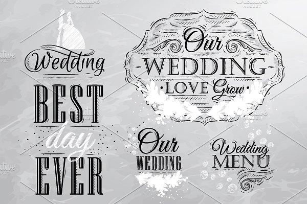 婚礼活动粉笔字祝语插画 Wedding lettering插图(2)