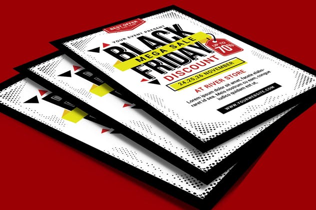 黑色星期五购物促销传单模板 Black Friday Sale Flyer插图(3)