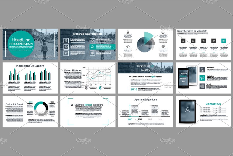 白色背景信息图表数据类幻灯片设计素材 Powerpoint Slide Templates插图(2)