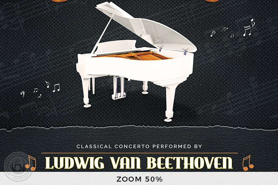钢琴音乐演奏会海报传单PSD模板V.4 Piano Concerto Flyer PSD V4插图(6)