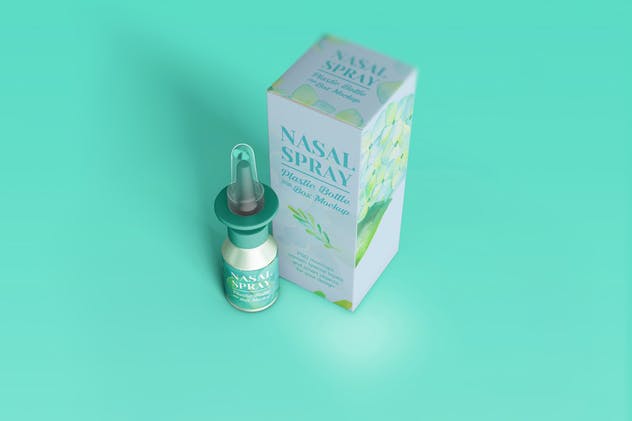 滴鼻药剂塑料瓶及包装盒外观设计样机 Nasal Plastic Bottle With Box Mockup插图(7)