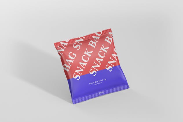 方形小吃/零食塑料袋包装外观样机 Snack Foil Bag Mockup – Square Size插图(2)