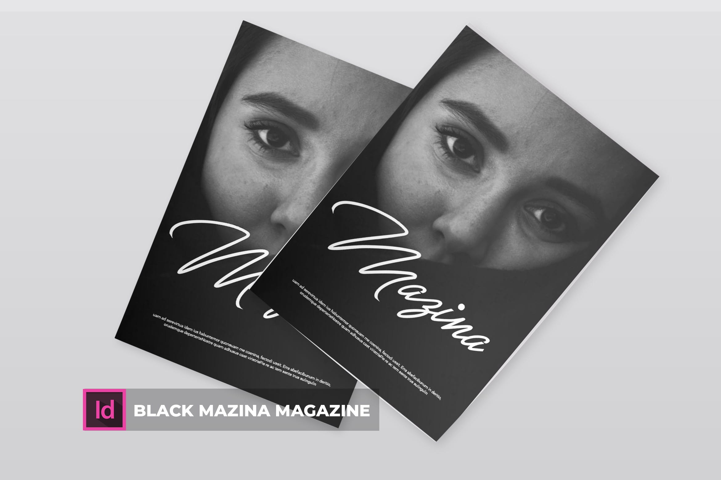 人物摄影杂志排版设计模板 Black Mazina | Magazine Template插图