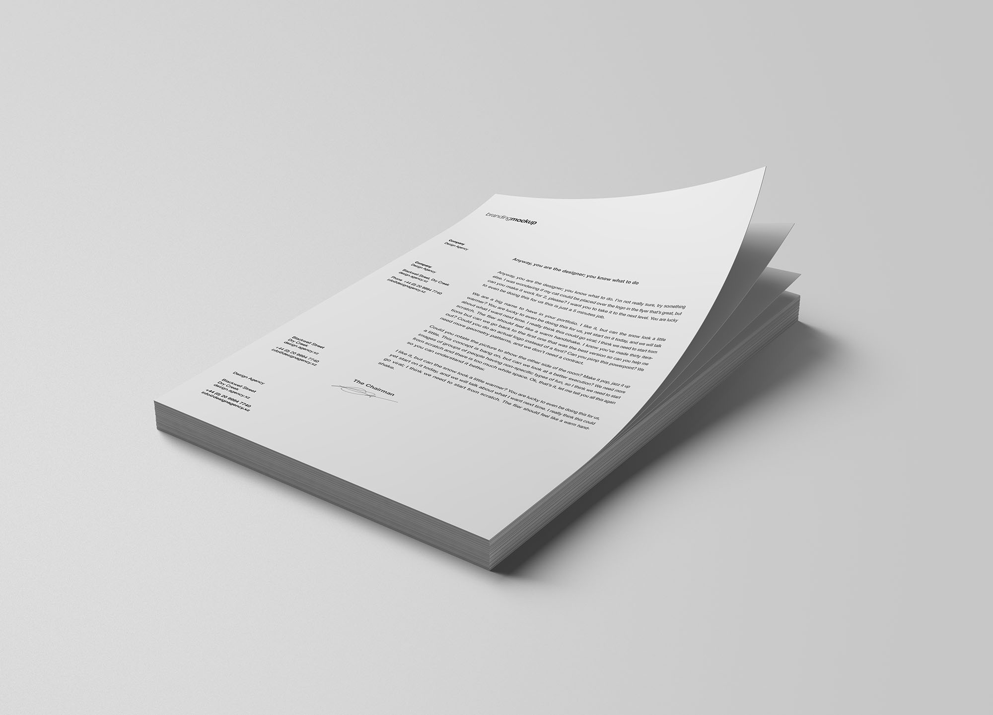 堆叠式信纸设计效果图样机模板 Stacked Letterheads Mockup插图