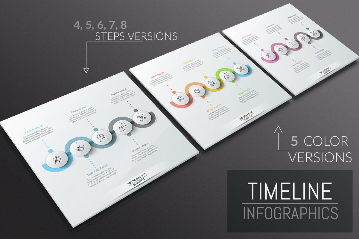 25款时间轴信息图表PPT模板素材 25 Infographic Timelines插图