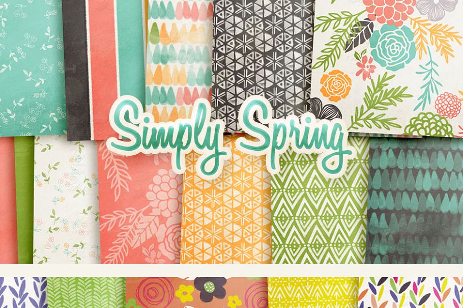 春季大自然色彩纸张包装纸纹理 Spring Digital Papers Collections插图(1)