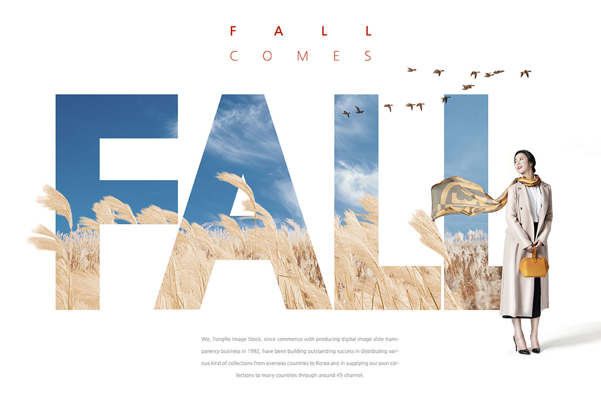秋季旅行相关主题广告海报PSD素材插图