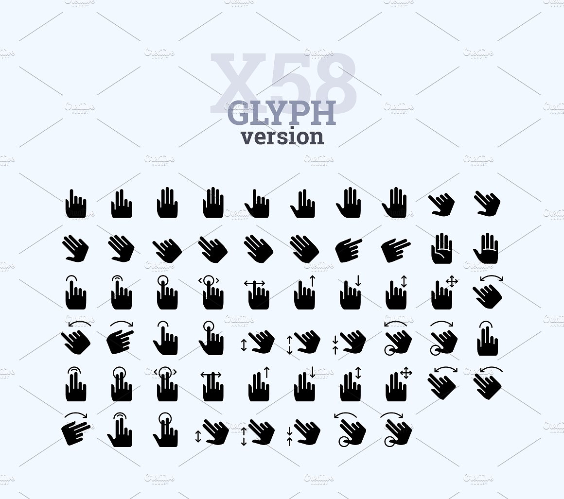 简易的手和手势图标（巨型包装）插图(6)