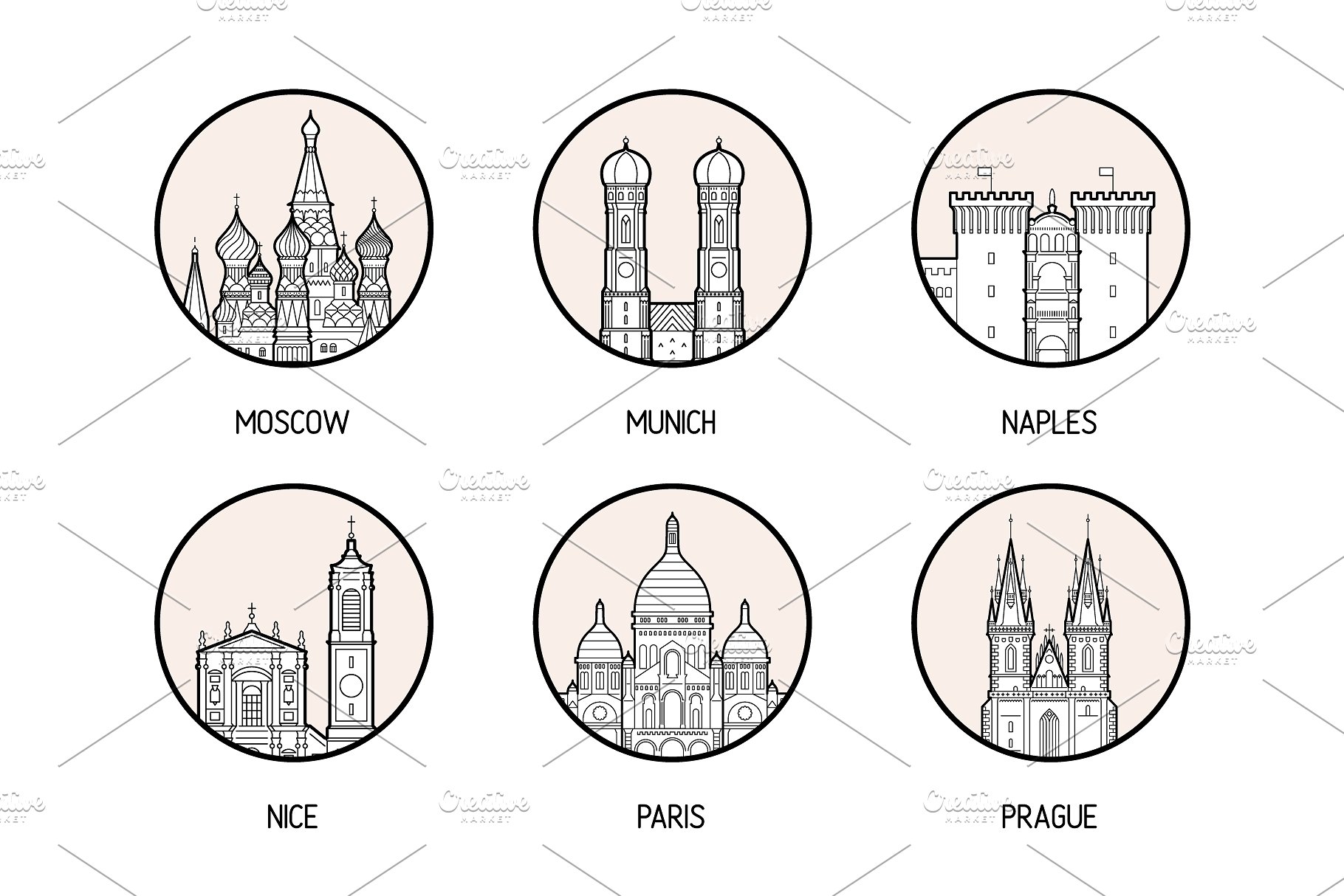 30个欧洲城市的徽章图标集合 Icons of 30 European cities插图(5)