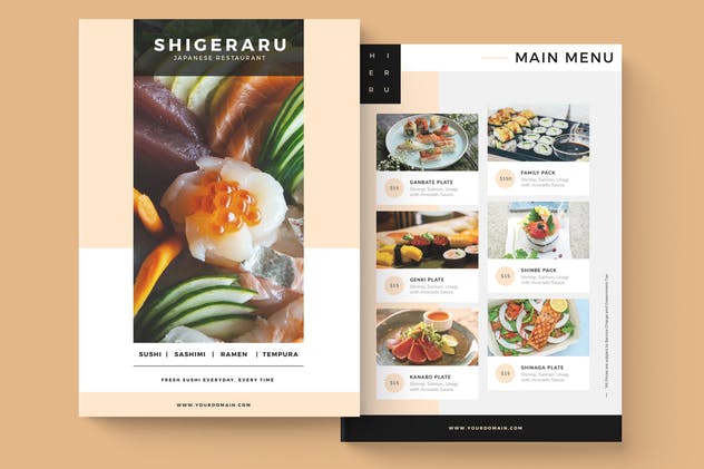 高档日本寿司刺身餐厅菜单设计PSD模板 Restaurant Menu插图(3)