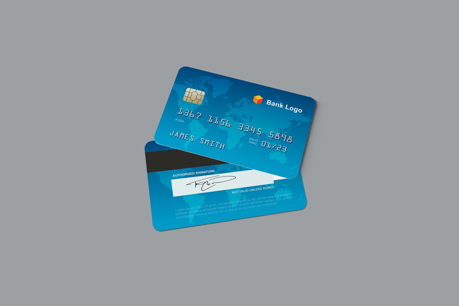 银行卡/信用卡正面设计效果图样机 Credit Card Mockups插图(1)