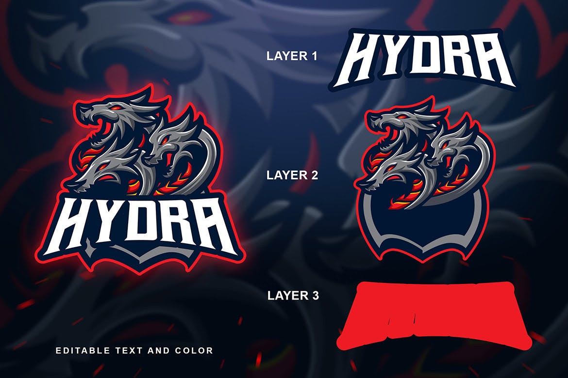 九头蛇电子竞技战队Logo设计模板 Hydra Sport and Esport Logo Template插图(1)