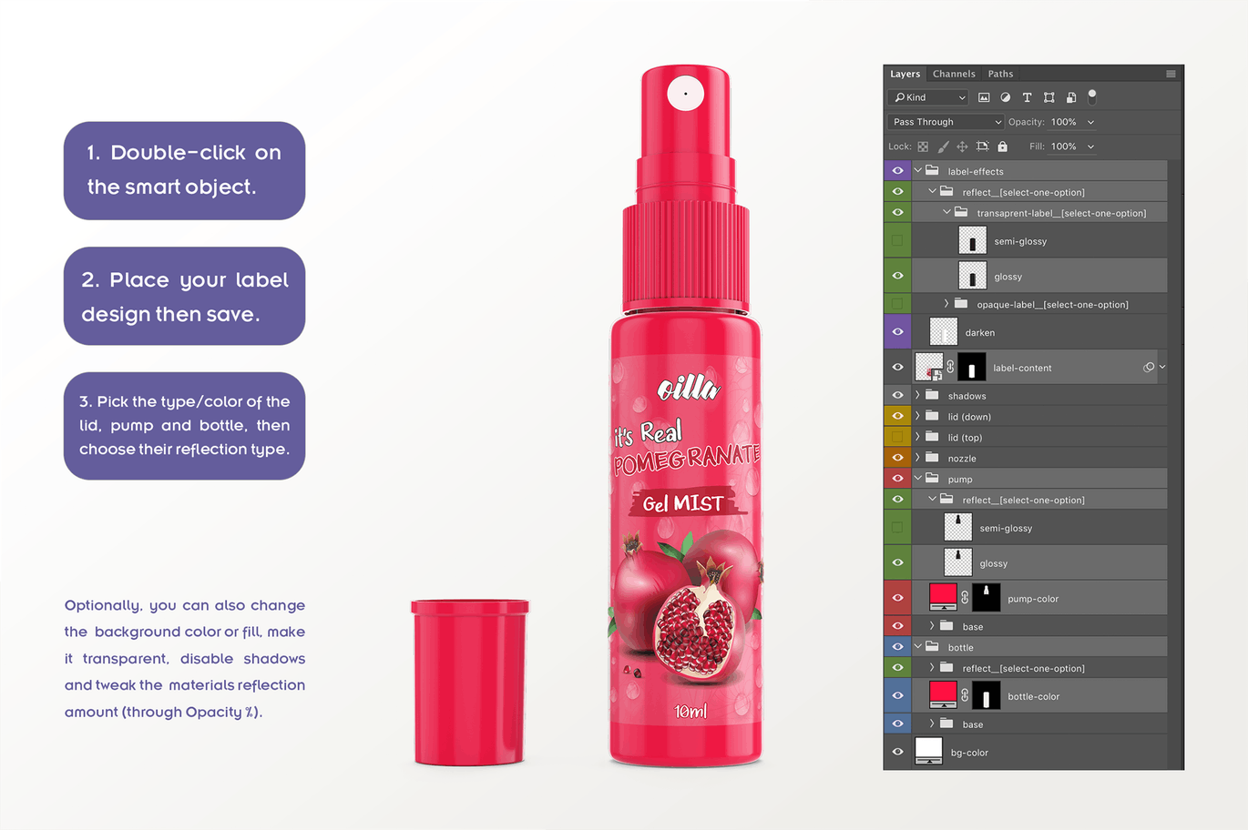 保湿喷雾瓶外观设计样机模板[10ml规格] Spray Bottle Mockup v. 10ml-A插图(7)