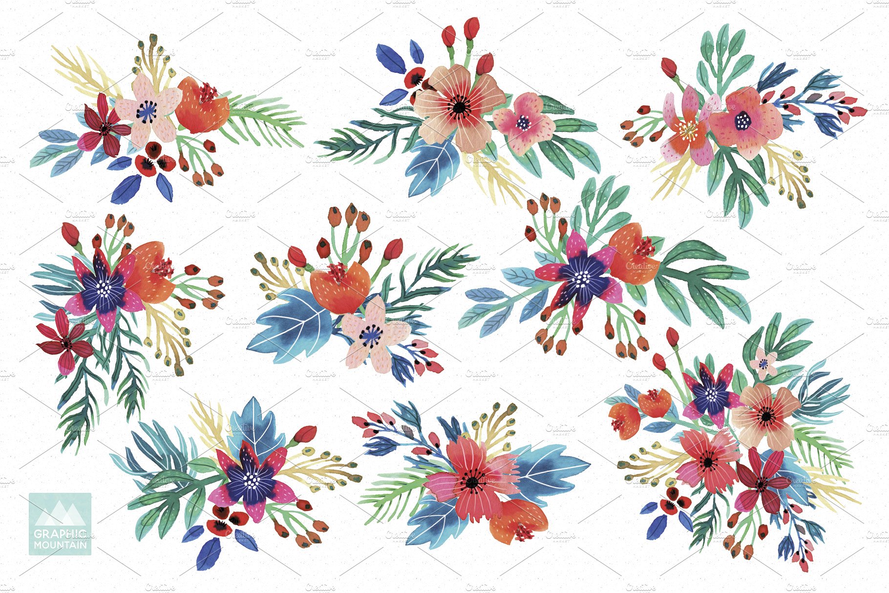 娇艳花卉水彩插画合集 Petite Flowers Watercolor Collection插图(3)