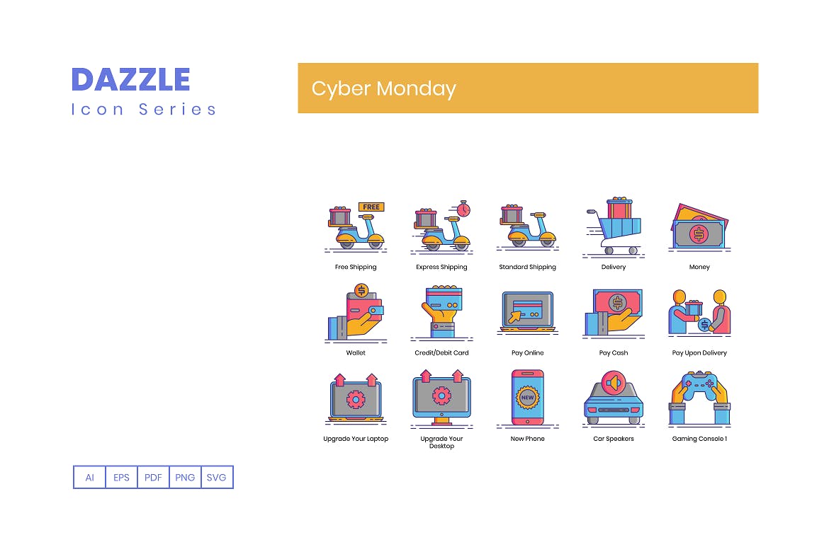70枚网络星期一购物主题矢量图标素材 70 Cyber Monday Icons | Dazzle Series插图(3)