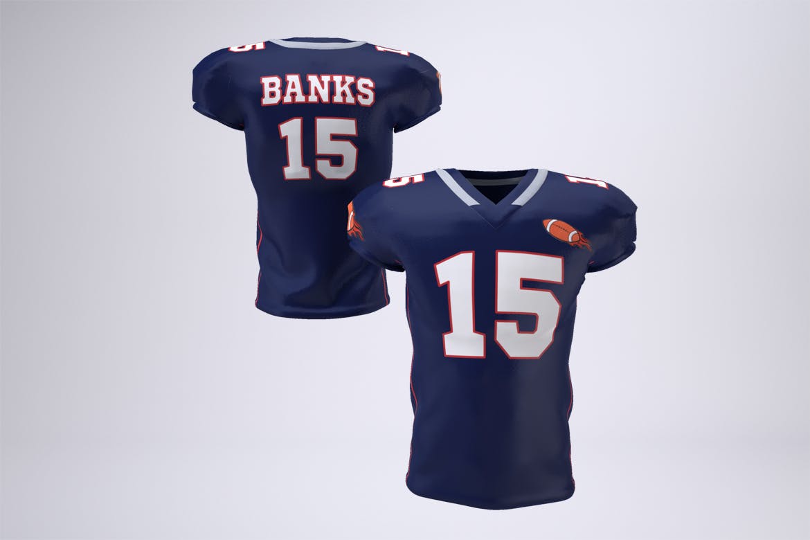 美式足球球服队服设计效果图样机模板 American Football Uniform Mock-Up插图(1)