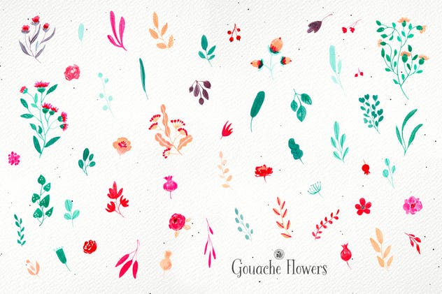 鲜艳水粉花卉插图合集 Gouache Flowers插图(6)