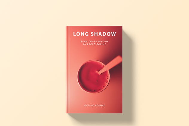 红色精装封面书本印刷品样机 Long Shadow Book Cover Mockup插图(2)