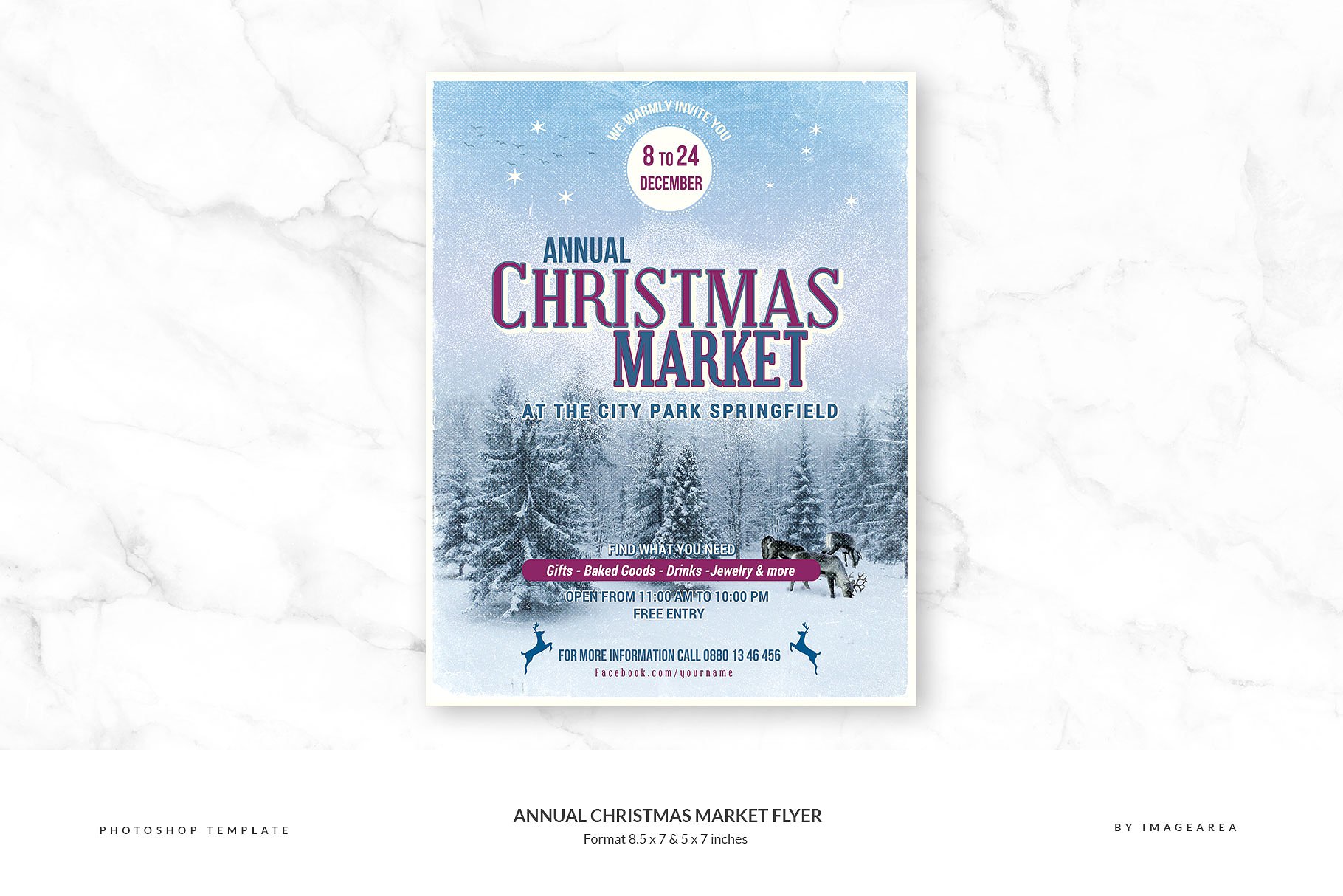 圣诞节聚会派对传单模板 Annual Christmas Market Flyer插图