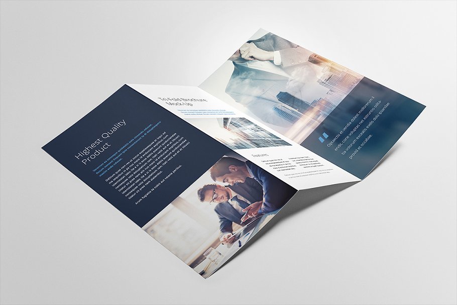 产品服务宣传企业宣传三折页小册子样机模板 Tri-fold Brochure Mock-Up插图(1)