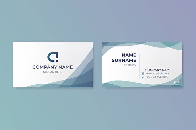 现代简约风设计蓝色企业名片设计模板 Modern Blue Business Card Template插图(1)