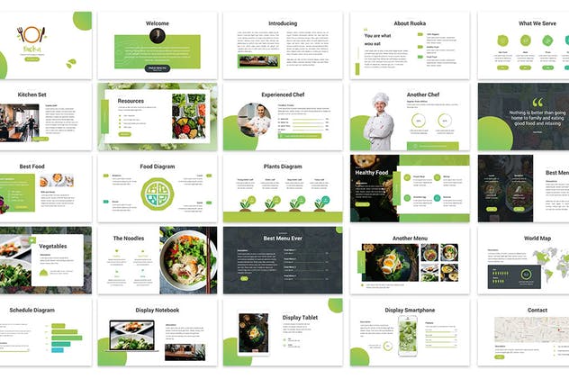 烹饪烘培美食主题PPT幻灯片模板下载 Ruoka – Creative Food Powerpoint Template插图(1)