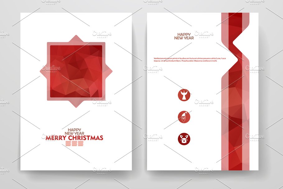圣诞节主题背景小册子模板 Merry Christmas brochures插图(4)