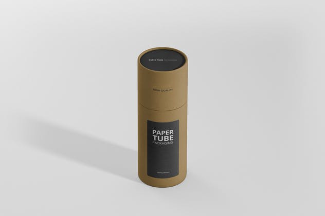 茶叶/咖啡高纸筒包装设计样机模板 Paper Tube Packaging Mockup – Slim Short插图(3)
