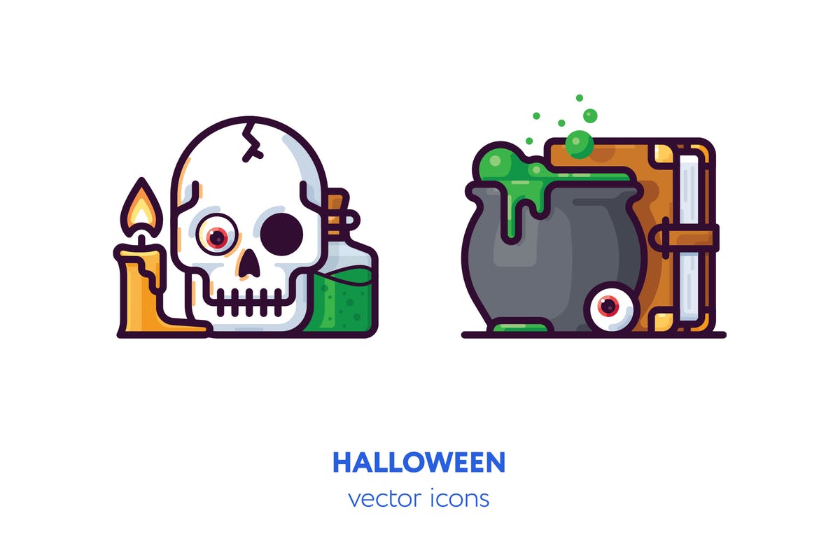 万圣节主题手绘矢量图标2 Halloween icons[AI, EPS, SVG]插图