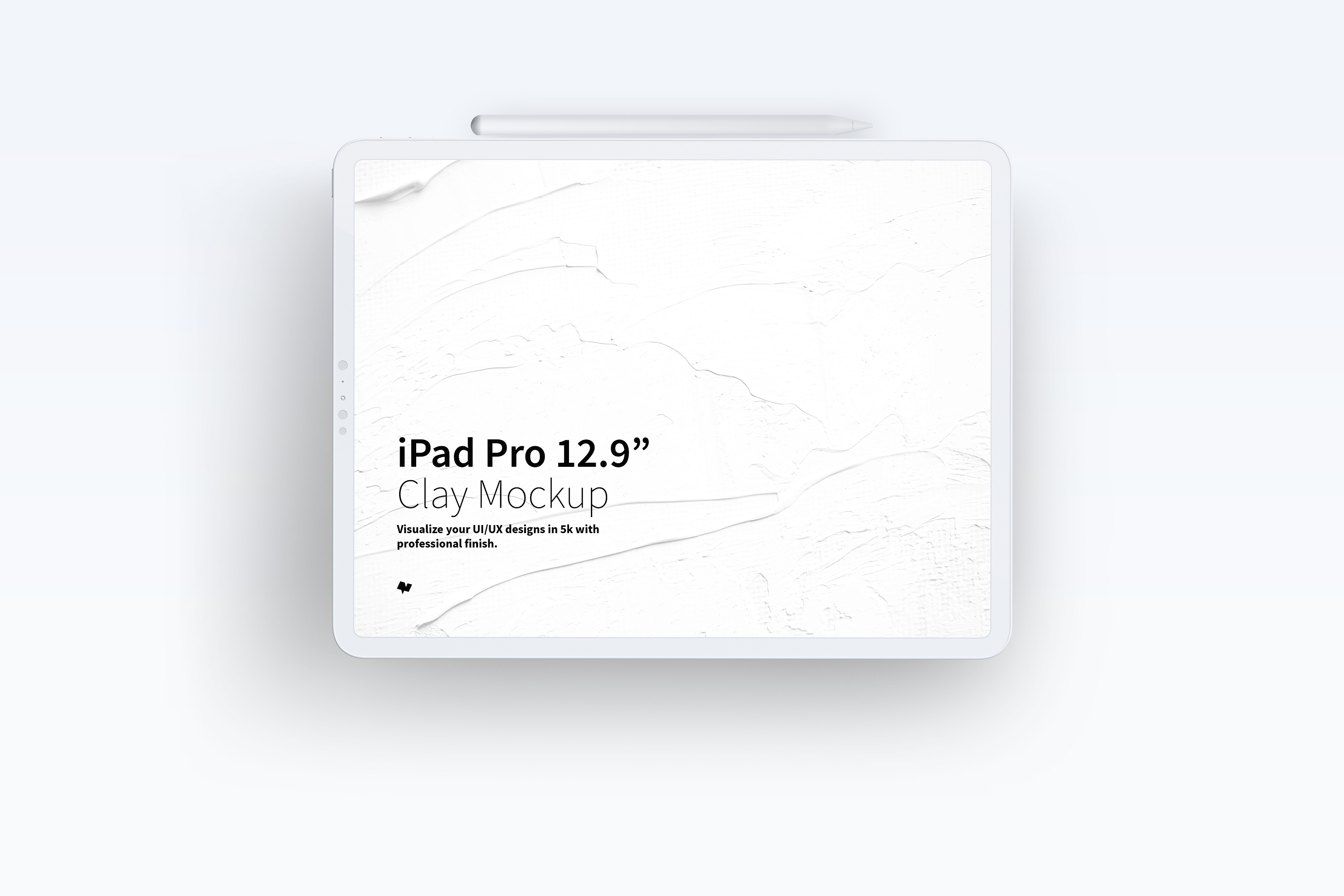 iPad Pro平板电脑界面设计预览前视图黏土样机 Clay iPad Pro 12.9” Mockup, Landscape Front View插图