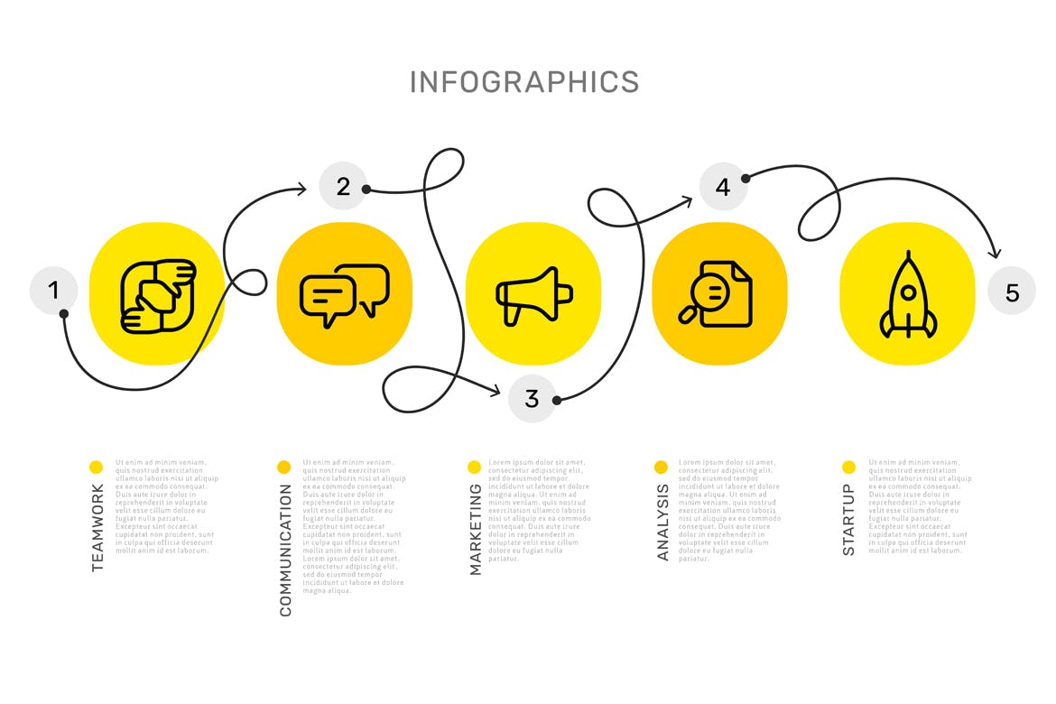 行业市场分析报告幻灯片设计信息图表素材 Set of infographic templates + business icons插图(4)