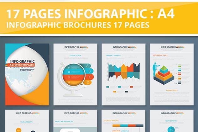 数据演示信息图标元素设计模板 17 Pages Info Graphic Elements Design插图(3)