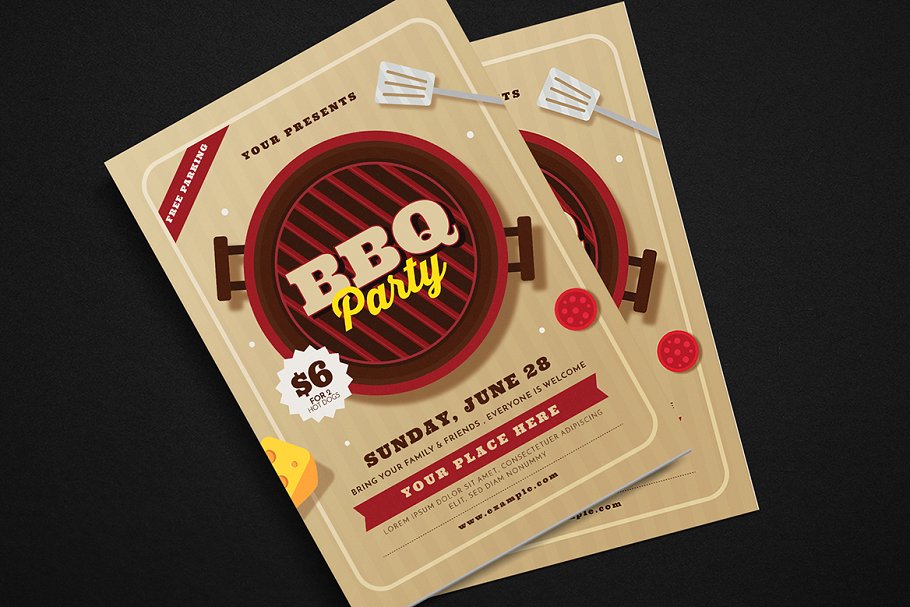 烧烤派对宣传单设计素材模板 BBQ Party Event Flyer插图(2)