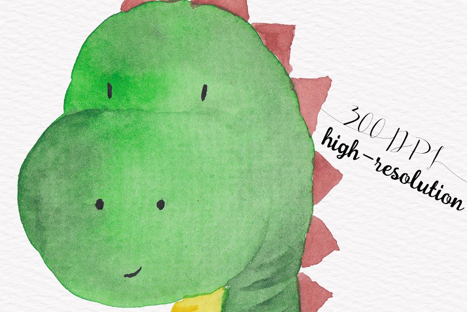可爱的恐龙水彩剪贴画 Dinosaur Watercolour Set插图(1)
