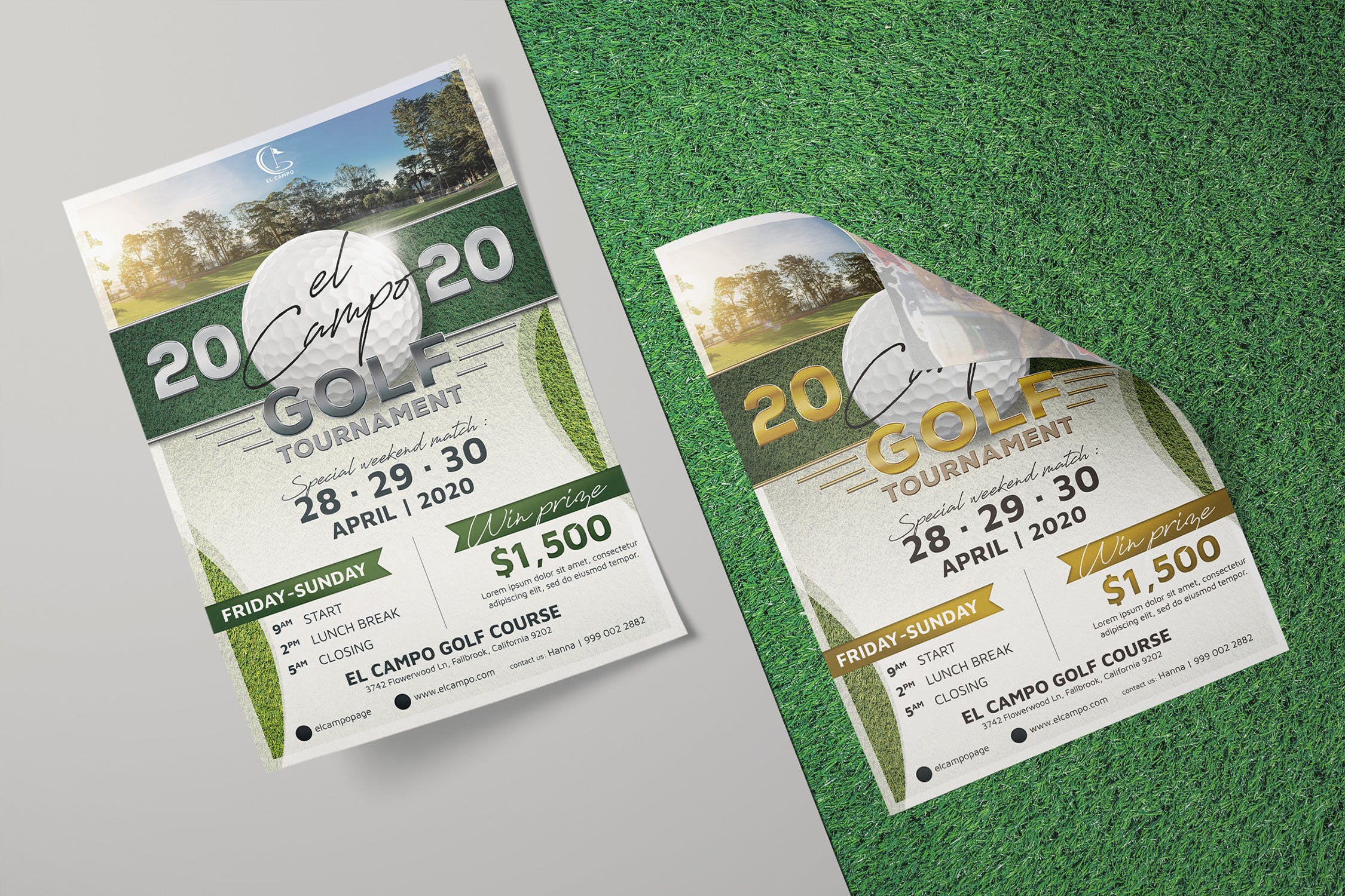 高尔夫锦标赛体育赛事广告海报传单设计模板 Golf Tournament Flyer插图(1)